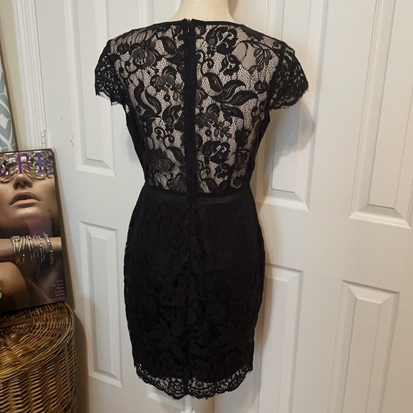 Beautiful Black Lace Dress with Sheer Panel /Large - Picture 7 of 11